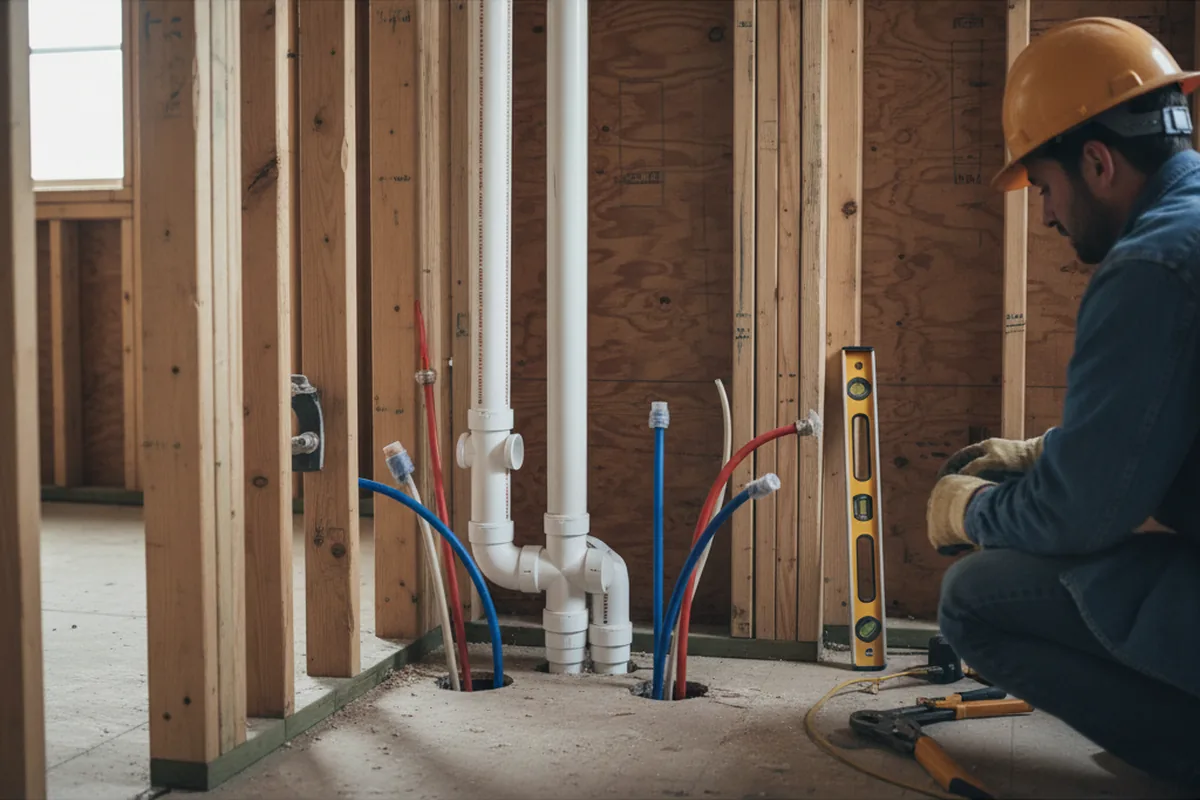 Drain and supply rough-in during Toilet Repair and Installation in Betterton