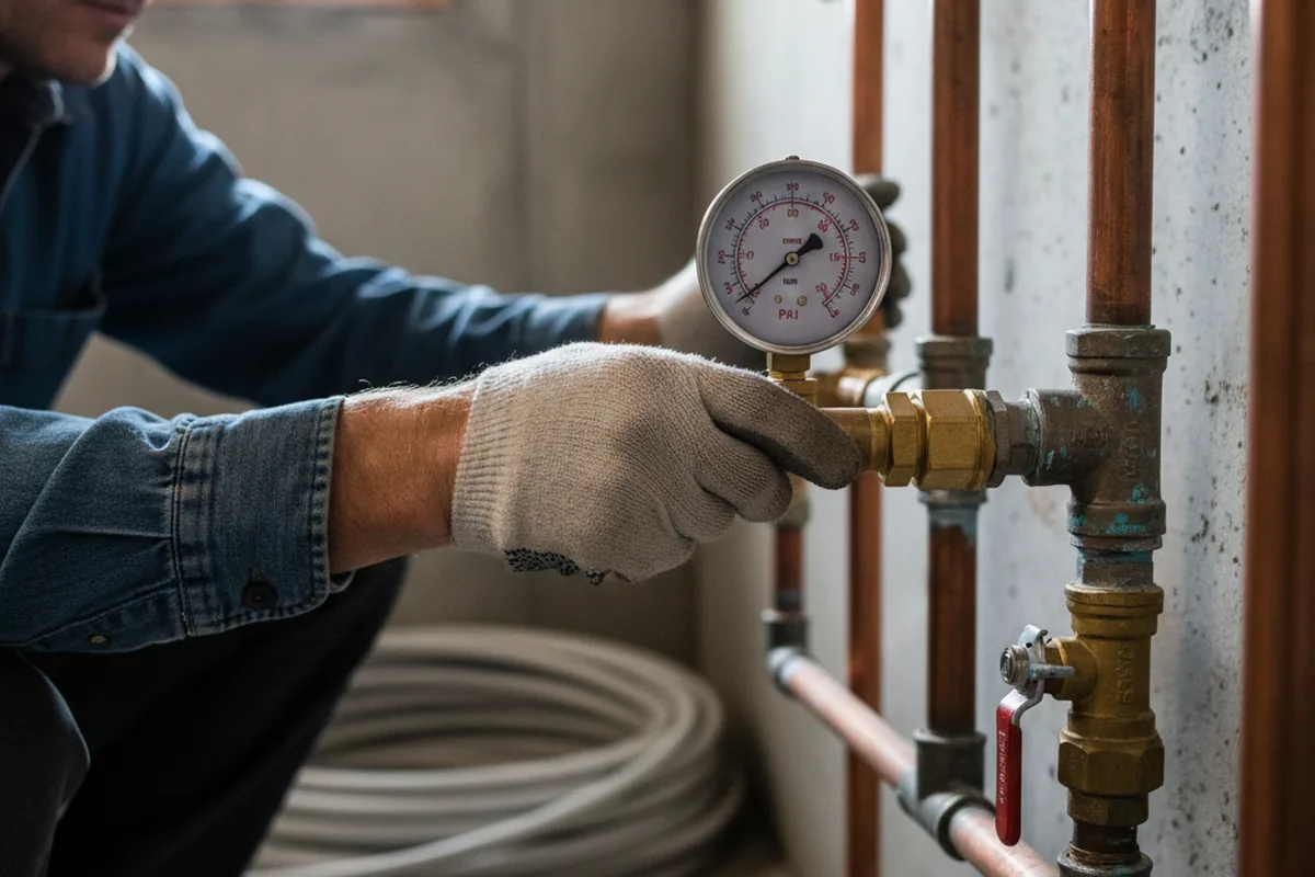 Pressure testing a repaired line during Water Line Repair in Betterton
